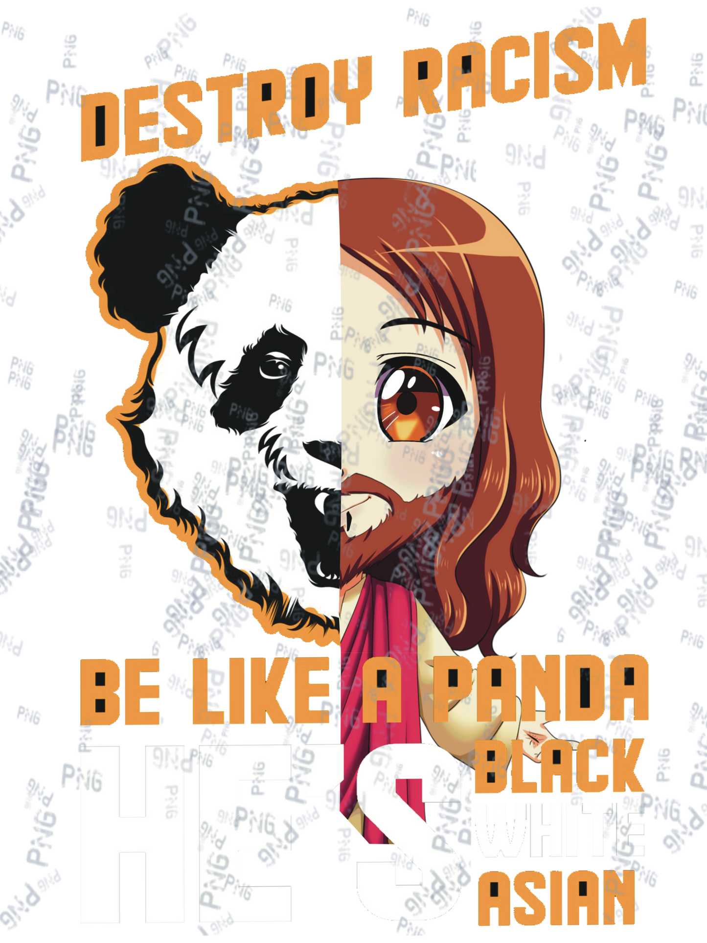 Destroy Racism Panda - PNG Download